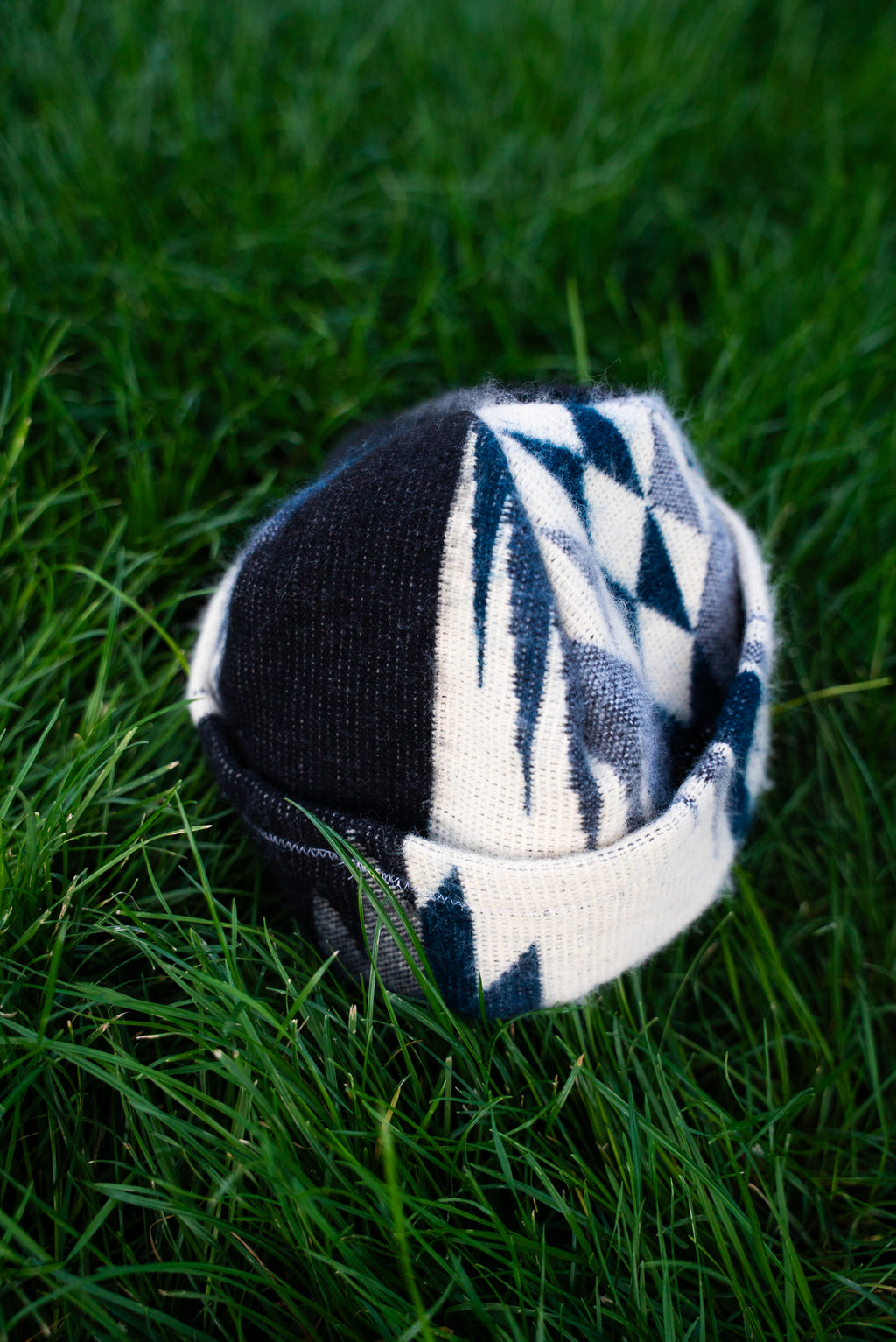 Black/White & Navy Baby Alpaca Wool