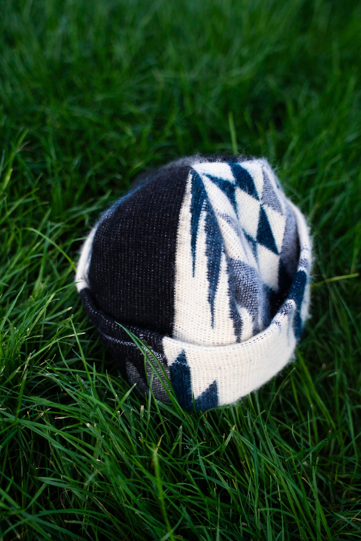 Black/White & Navy Baby Alpaca Wool